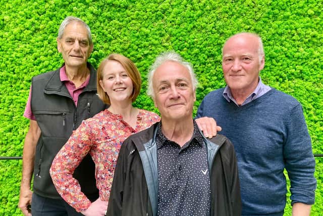 Jimmy Chisholm with fellow Hingin’ Oan Fir Googsie cast members Alan Ireby, left, Amy Fraser and writer John McColl, right (Picture: Liam Rudden Media)