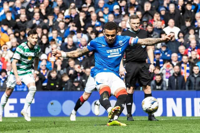 Rangers' James Tavernier scored his 11th penalty of the Scottish Premiership season in the 3-3 draw with Celtic at Ibrox on Sunday. (Photo by Alan Harvey / SNS Group)