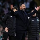 Kilmarnock manager Derek McInnes shows his frustration on the touchline during the 2-0 defeat at Celtic Park. (Photo by Craig Williamson / SNS Group)