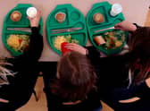 Pupils enjoying school dinners
