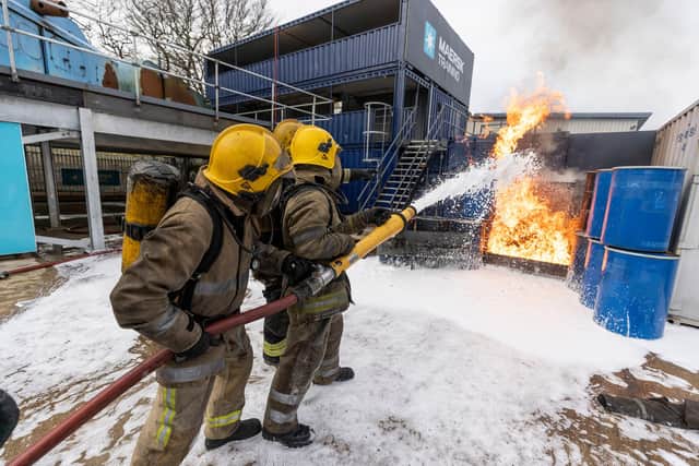 The firm says training participants can be placed in realistic fire and helideck emergency response scenarios. Picture: Newsline Media.
