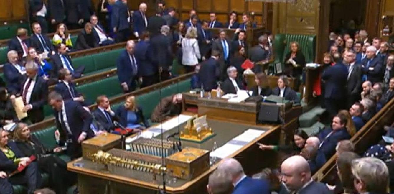 SNP and Conservative MPs walked out of the House of Commons after a debate on a ceasefire Gaza descended into chaos. Image: House of Commons/UK Parliament.