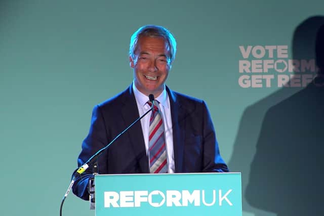 Reform UK leader Nigel Farage speaking after Reform made gains against both Labour and the Conservatives across England in local polls. PIC: PA/PA Wire