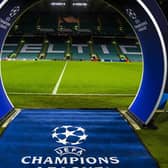 Champions League branding at Celtic Park prior to a group stage match against Feyenoord in December. (Photo by Rob Casey / SNS Group)