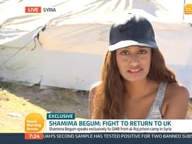 A screen grab taken from ITV of Shamima Begum speaking to Good Morning Britain from the al-Roj prison camp in Syria. Picture: ITV