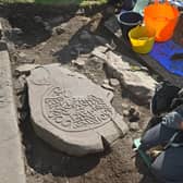 A Pictish cross thought to be up to 1,500 years old has been found at Old Kilmadock Kirkyard near Doune, in Perthshire. Picture: Mike Day/Saltire News and Sport