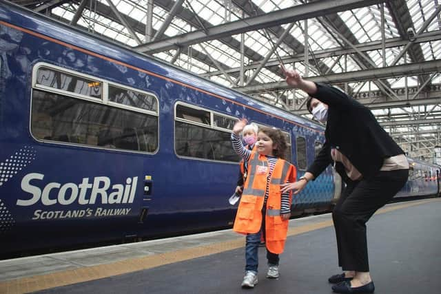 Sophia helped send off a train to East Kilbride.