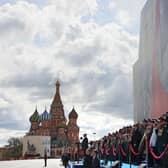 Russian President Vladimir Putin gives a speech during the Victory Day military parade at Red Square in central Moscow on May 9, 2022. - Russia celebrates the 77th anniversary of the victory over Nazi Germany during World War II. (Photo by Mikhail Metzel via Getty Images)