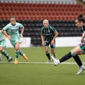 Amy Gallagher tucks away her penalty against former side Hibs (Photo by Craig Williamson / SNS Group)