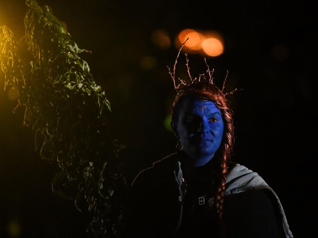 A performer attends the Samhuinn Fire Festival at Holyrood Park. Photo by ANDY BUCHANAN/AFP via Getty Images