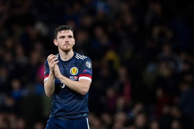 Scotland captain Andy Robertson has Covid-19 meaning the Liverpool left-back is likely to miss the friendly against Poland on Thursday. (Photo by Craig Foy / SNS Group)