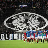 Rangers' players observe a minute's silence for legendary manager Walter Smith who passed away aged 73,  during a Cinch Premiership match between Rangers and Aberdeen at Ibrox stadium, on October 26, 2021, in Glasgow, Scotland. (Photo by Alan Harvey / SNS Group)