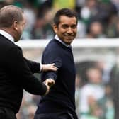 Celtic manager Ange Postecoglou and Rangers counterpart Giovanni van Bronckhorst after the 1-1 draw at Parkhead on May 1.  (Photo by Craig Williamson / SNS Group)