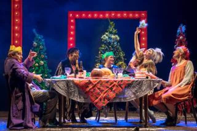 Richard Conlon as Fruity, Florence Odumosu as Madame Lady, Elicia Daley as Leslie, Sita Pieraccini as Bird Girl and Ronan McMahon as Billy in Christmas Dinner