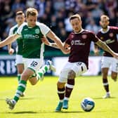 Hibs' Chris Cadden and Hearts' Barrie McKay in action during the Edinburgh derby at Easter Road in August.  (Photo by Alan Harvey / SNS Group)
