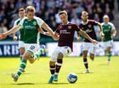 Hibs' Chris Cadden and Hearts' Barrie McKay in action during the Edinburgh derby at Easter Road in August.  (Photo by Alan Harvey / SNS Group)