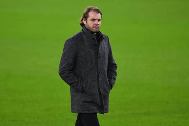Hearts manager Robbie Neilson was booked for dissent by referee Willie Collum during his team's 5-0 defeat against Rangers at Ibrox. (Photo by Craig Foy / SNS Group)
