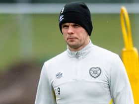 Lawrence Shankland pictured back in Hearts training ahead of the weekend match against Aberdeen at Pittodrie.  (Photo by Mark Scates / SNS Group)