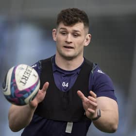 Magnus Bradbury during a Scotland Rugby training session at Oriam, on March 04, 2024, in Edinburgh, Scotland. (Photo by Craig Williamson / SNS Group)