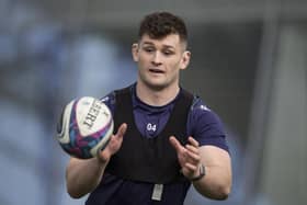 Magnus Bradbury during a Scotland Rugby training session at Oriam, on March 04, 2024, in Edinburgh, Scotland. (Photo by Craig Williamson / SNS Group)