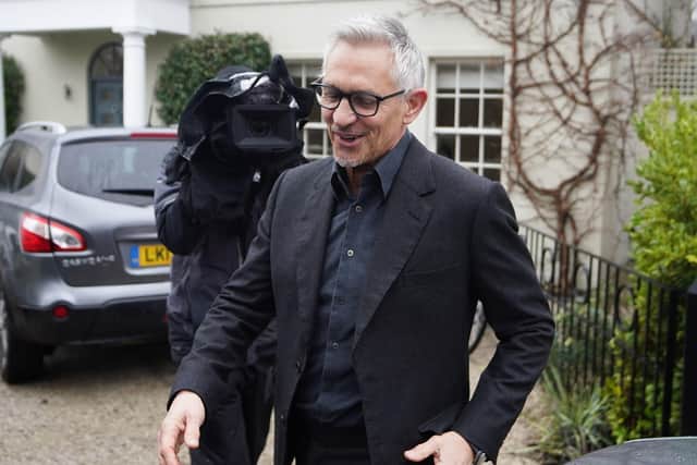 Match Of The Day host Gary Lineker leaves his home in London on Friday before him being standing down was announced.