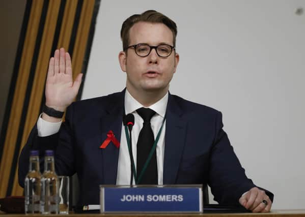 John Somers, Principle Private Secretary to the First Minister gives evidence to a Scottish Parliament Harassment committee, at Holyrood in Edinburgh, examining the handling of harassment allegations against former first minister Alex Salmond.