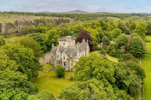 On the market for offers over £1.5million, Brankstone Grange Castle stand in an estate near Alloa, less than 30 miles from both Edinburgh and Glasgow. Built in the mid-19th century, it features a stunning castellated tower and comes with 34 acres of land. Inside there are eight bedrooms, four bathrooms and four receptions rooms. If somebody would like to turn the property into a business it also comes with planning permission for 15 luxury chalets.