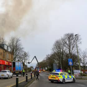 Emergency services at the scene of the fire in Camelon.