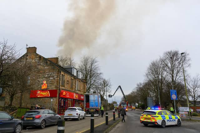 Emergency services at the scene of the fire in Camelon.