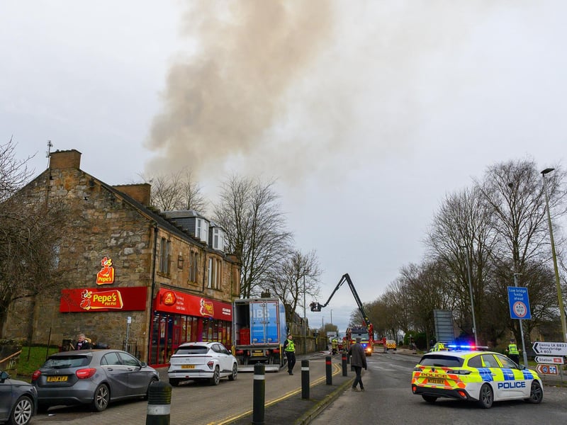 Emergency services at the scene of the fire in Camelon.