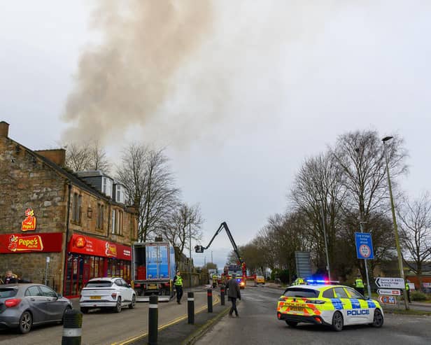 Emergency services at the scene of the fire in Camelon.