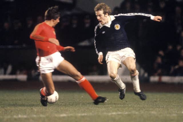 Scotland's Andy Gray (right) in action in 1980 against Portugal.