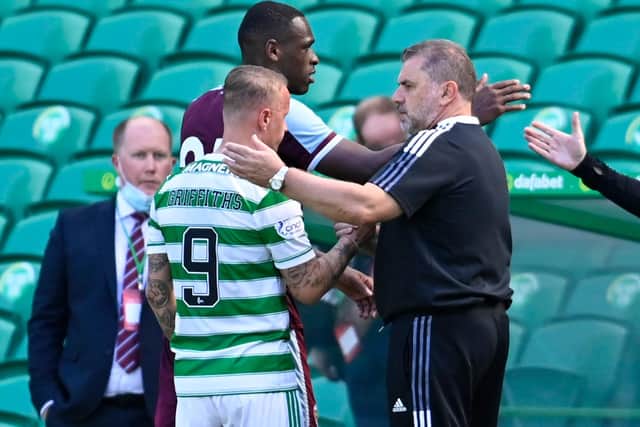 Celtic manager Ange Postecoglou with Leigh Griffiths during a pre-season defeat to West Ham United (Photo by Rob Casey / SNS Group)
