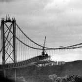 The Forth Road Bridge nearing completion in September 1963.
