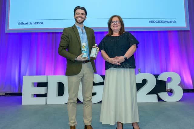 Kennedy with Amanda Welsh of RBS at his recent Scottish Edge win. Picture: Sandy Young Photography.
