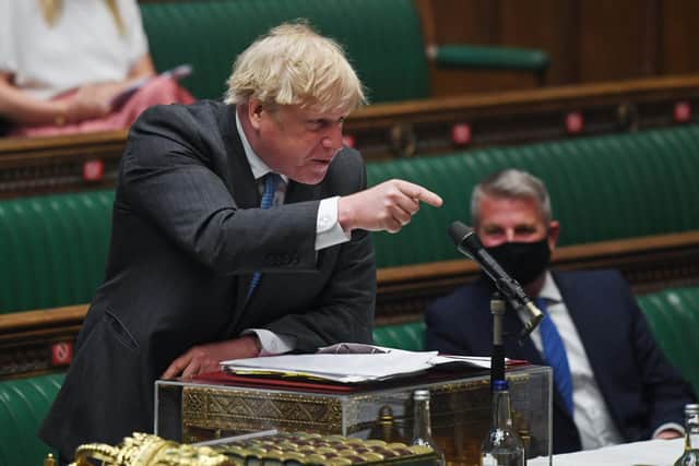 Boris Johnson gestures during a heated Prime Minister's Question time on Wednesday (Picture: Jessica Taylor/House of Commons)