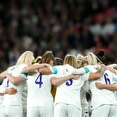 Players of England huddle prior to the Women's International Friendly match between England and USA at Wembley last week. (Photo by David Rogers/Getty Images)