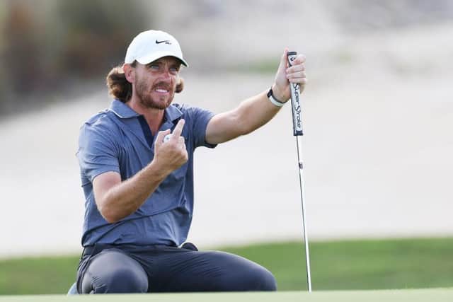 Tommy Fleetwood lines up a putt during the first round of the Hero World Challenge at Albany Golf Course in Nassau, Bahamas. Picture: Mike Ehrmann/Getty Images.