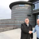 From left: Councillor Stephen McCabe and Buzzworks chairman Colin Blair celebrate the key handover at the new visitor centre. Picture: George Munro.