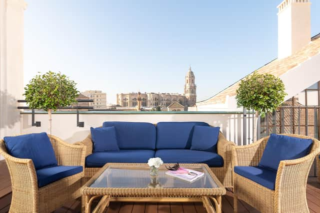 View of Malaga's Old Town from the roof top lounge of the Palacio Solecio hotel. Pic: Contributed