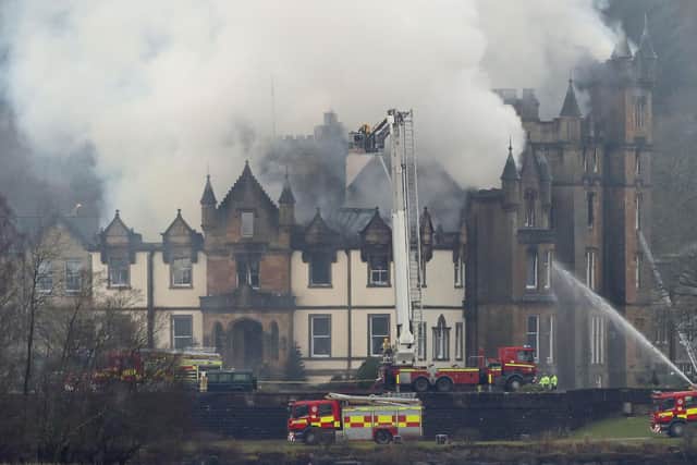 The fire that took hold at Cameron House Hotel on the banks of Loch Lomond. Picture: Andrew Milligan/PA Wire