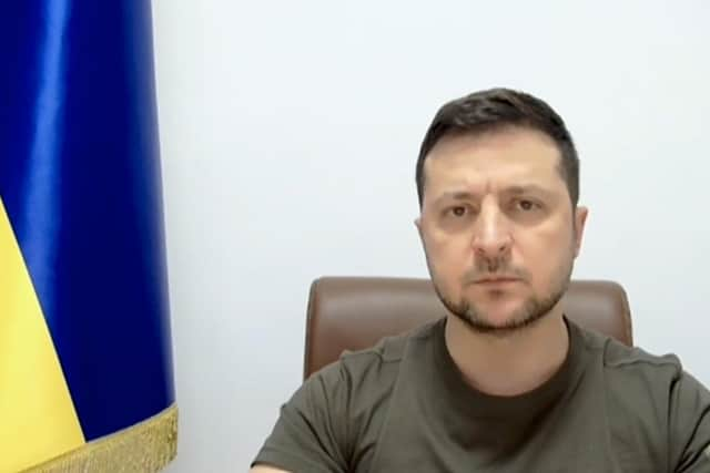 Ukrainian President Volodymyr Zelensky addresses MPs in the House of Commons via videolink