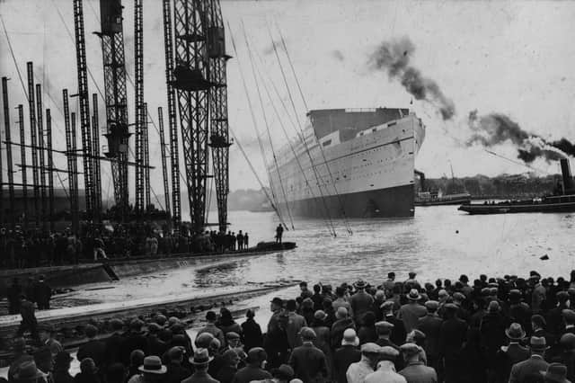 The liner Empress of Britain is launched at John Brown's shipyard on the Clyde in 1930 (Picture: J Gaiger/Topical Press Agency/Getty Images)