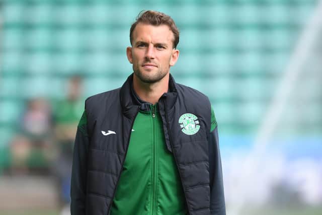 Christian Doidge is poised to leave Hibs on loan as the club look to free up funds to sign a defender. (Photo by Ross Parker / SNS Group)