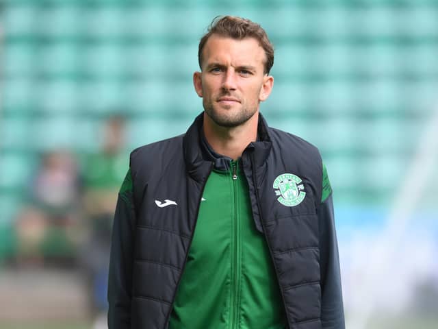 Christian Doidge is poised to leave Hibs on loan as the club look to free up funds to sign a defender. (Photo by Ross Parker / SNS Group)