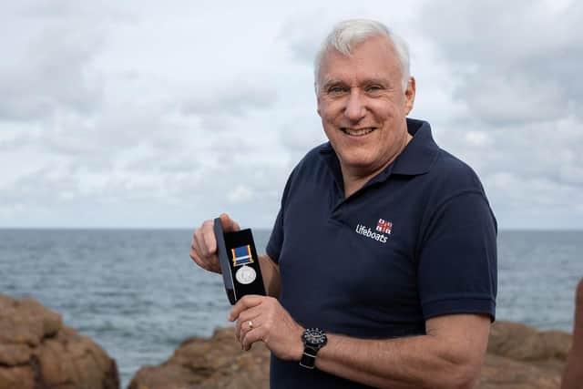 Ian Wilson with his 40 year service medal when he was with North Berwick RNLI. Pic: Nick Mailer/RNLI