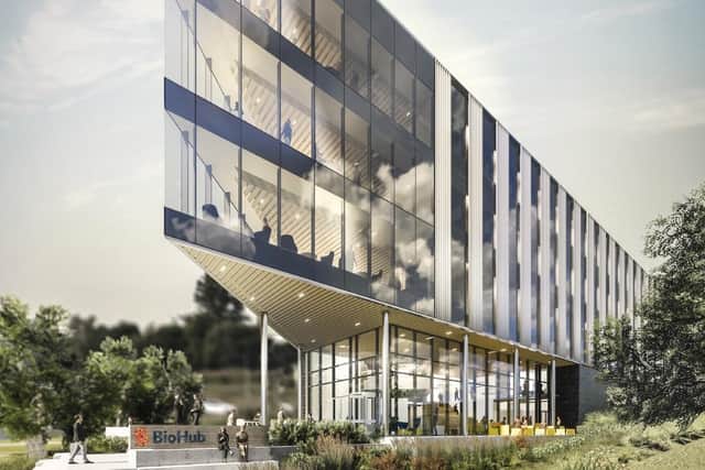 The distinctive BioHub building is due to open in late autumn and provide a combination of specialist space and support for the life sciences sector.