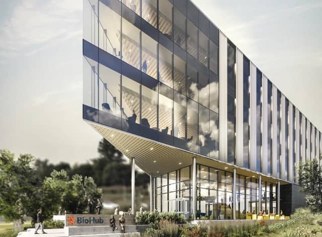 The distinctive BioHub building is due to open in late autumn and provide a combination of specialist space and support for the life sciences sector.