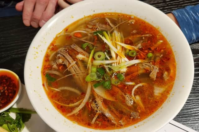 Hot and spicy beef brisket pho