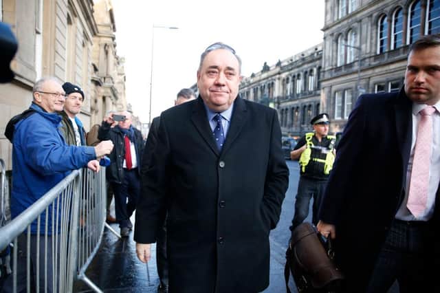 Alex Salmond,  former First Minister of Scotland arrives at Edinburgh Sheriff Court after being arrested and charged by police on January 24 in Edinburgh (Photo by Duncan McGlynn /Getty Images)
